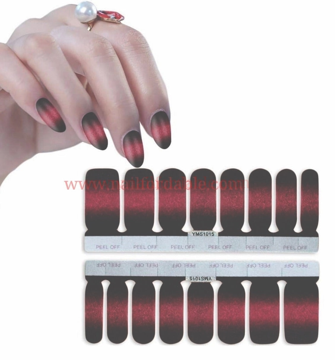 Black to Burgundy | Nail Wraps | Nail Stickers | Nail Strips | Gel Nails | Nail Polish Wraps - Nailfordable