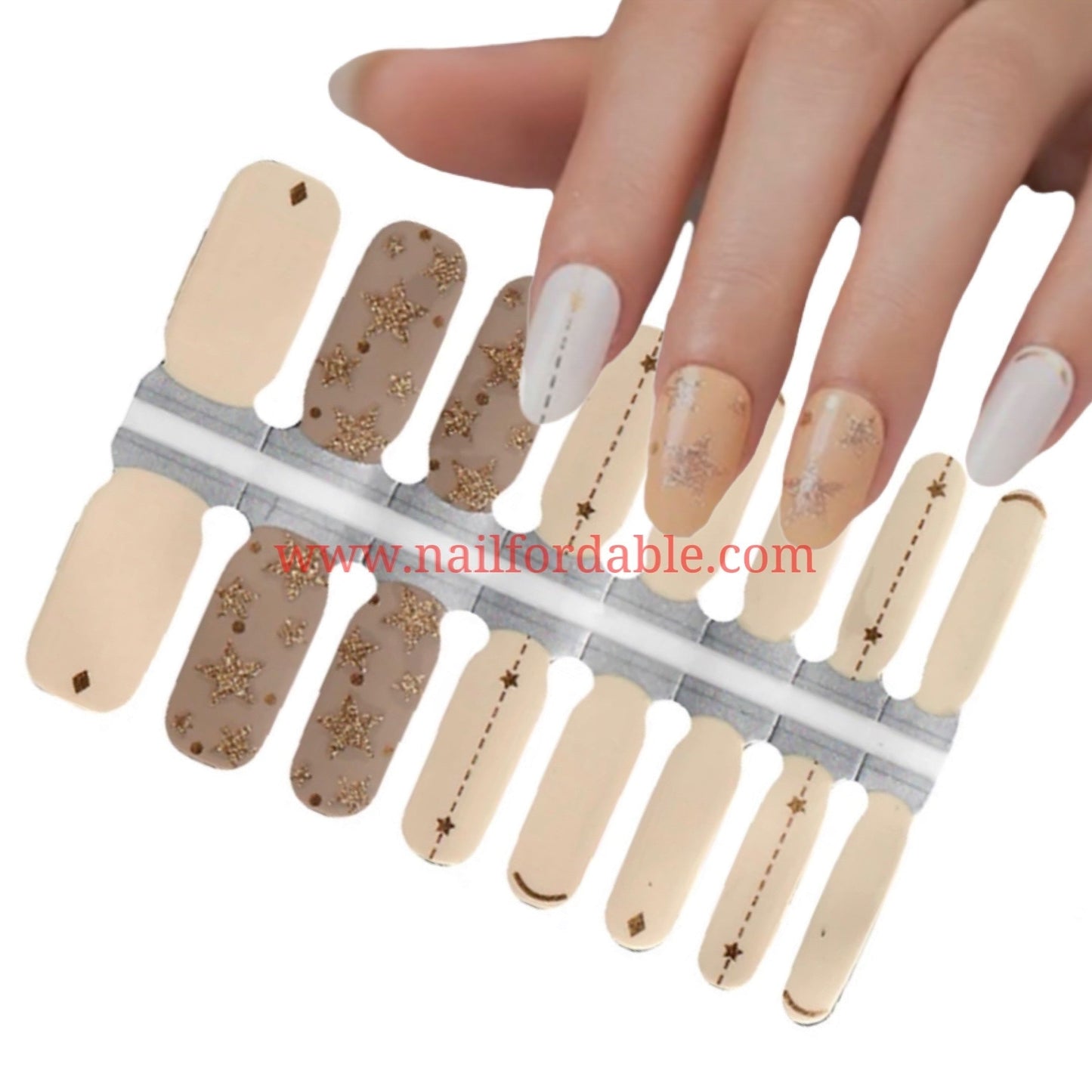 Golden stars | Nail Wraps | Nail Stickers | Nail Strips | Gel Nails | Nail Polish Wraps - Nailfordable