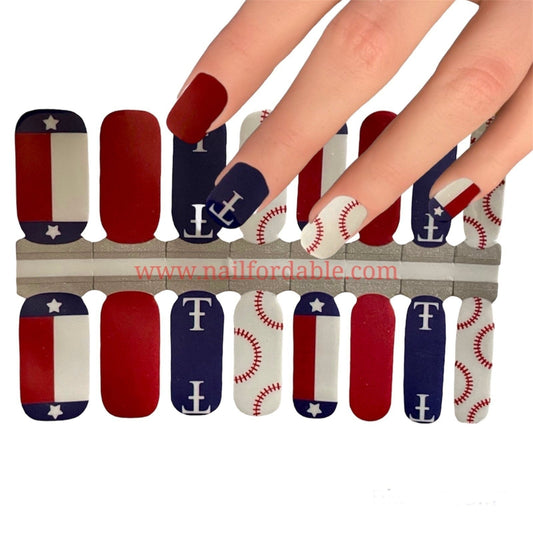 Baseball Nail Wraps | Semi Cured Gel Wraps | Gel Nail Wraps |Nail Polish | Nail Stickers
