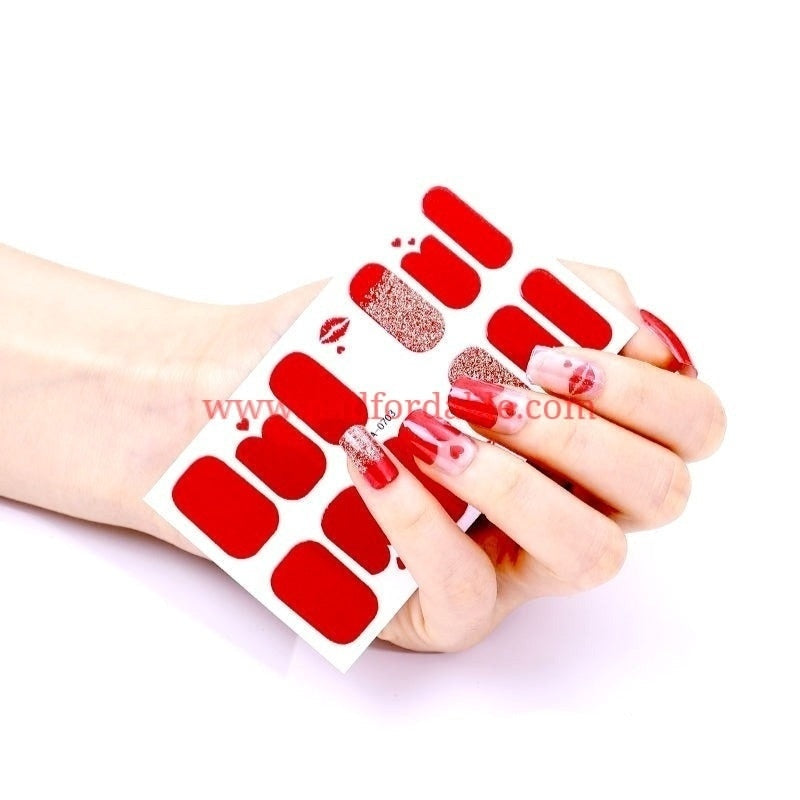 Kisses of love | Nail Wraps | Nail Stickers | Nail Strips | Gel Nails | Nail Polish Wraps - Nailfordable