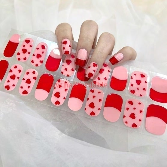 Be my Valentine - Cured Gel Wraps Air Dry/Non UV | Nail Wraps | Nail Stickers | Nail Strips | Gel Nails | Nail Polish Wraps - Nailfordable