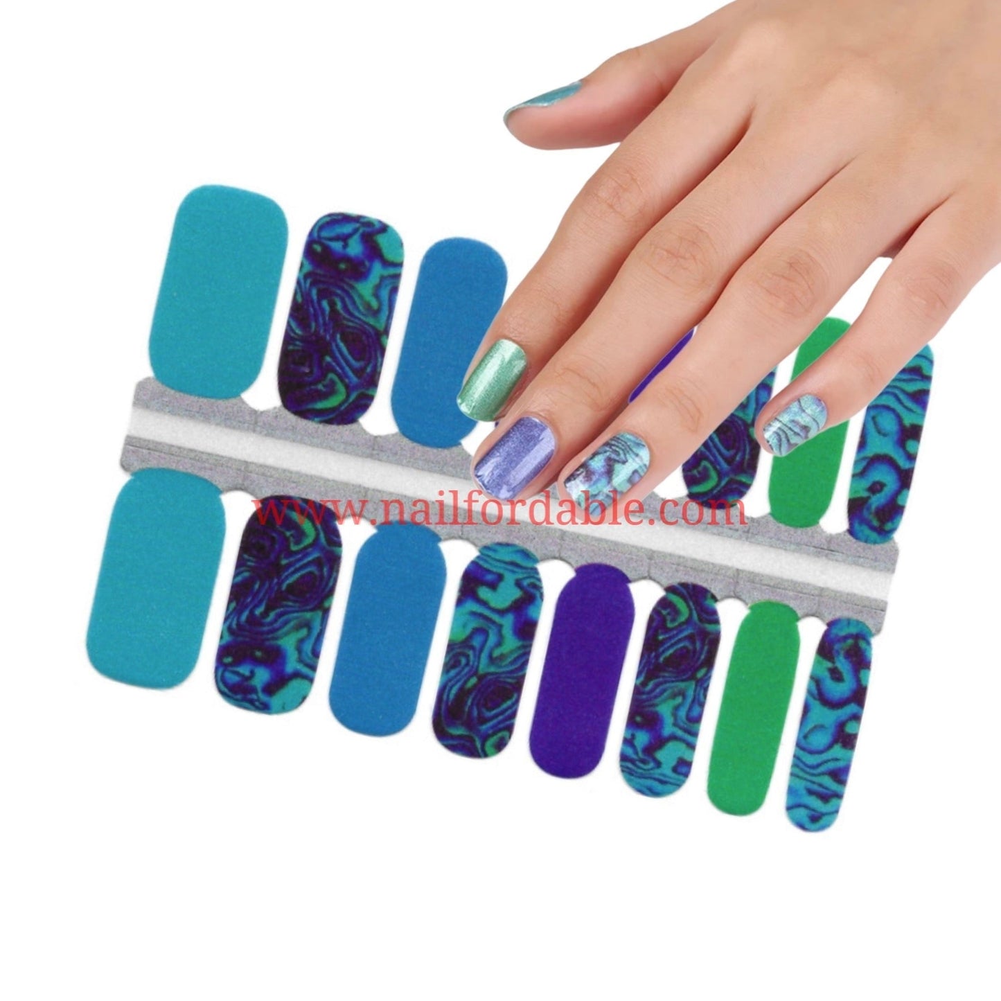 Green Boreal | Nail Wraps | Nail Stickers | Nail Strips | Gel Nails | Nail Polish Wraps - Nailfordable