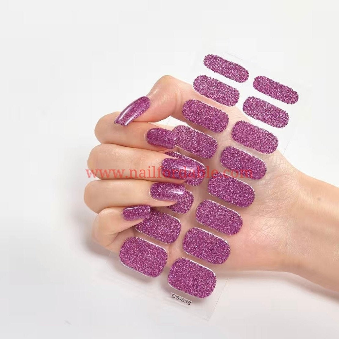 Dark Pink glitter | Nail Wraps | Nail Stickers | Nail Strips | Gel Nails | Nail Polish Wraps - Nailfordable