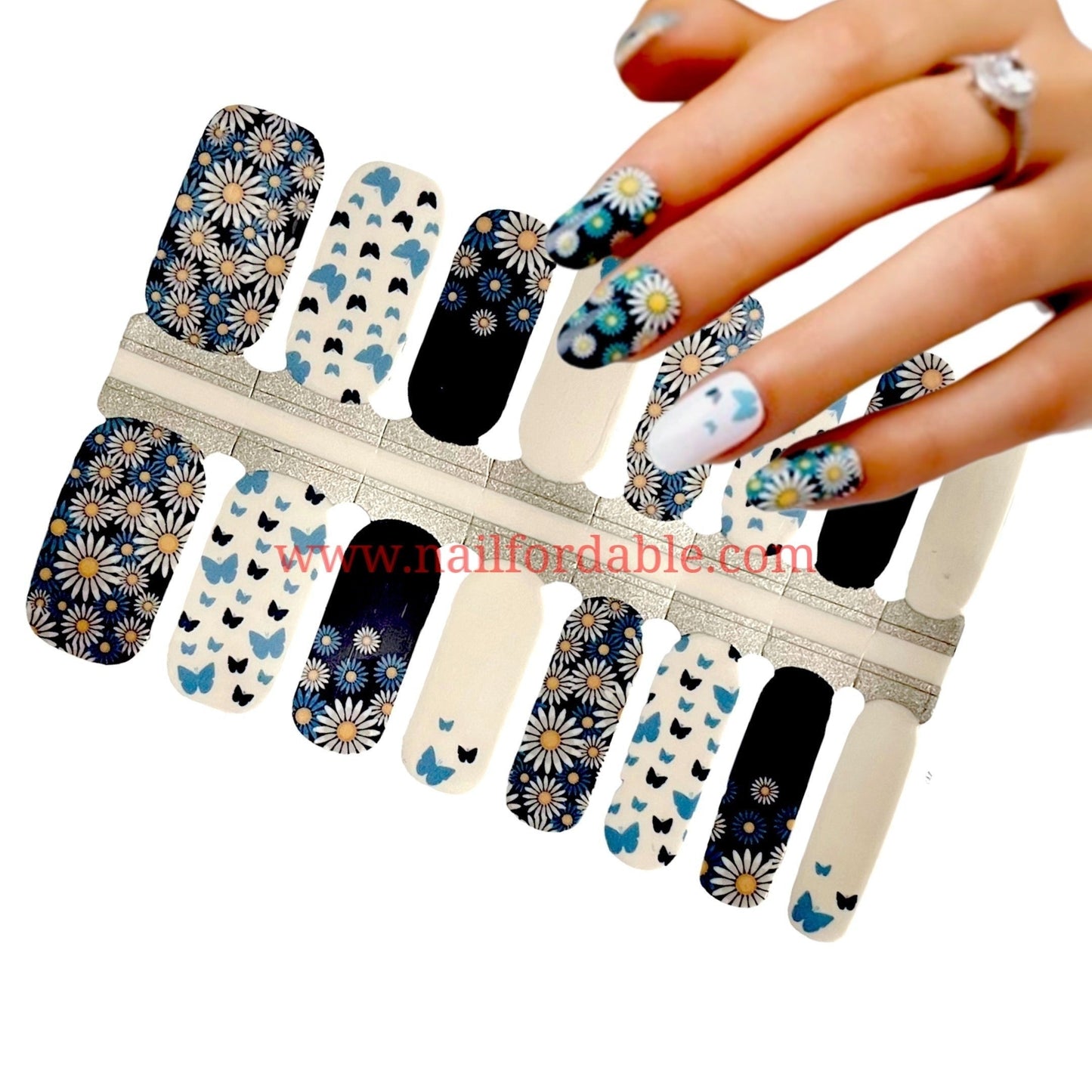 Sunflowers & butterflies | Nail Wraps | Nail Stickers | Nail Strips | Gel Nails | Nail Polish Wraps - Nailfordable