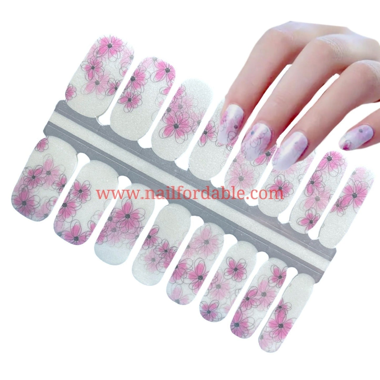 Pink petunias | Nail Wraps | Nail Stickers | Nail Strips | Gel Nails | Nail Polish Wraps - Nailfordable