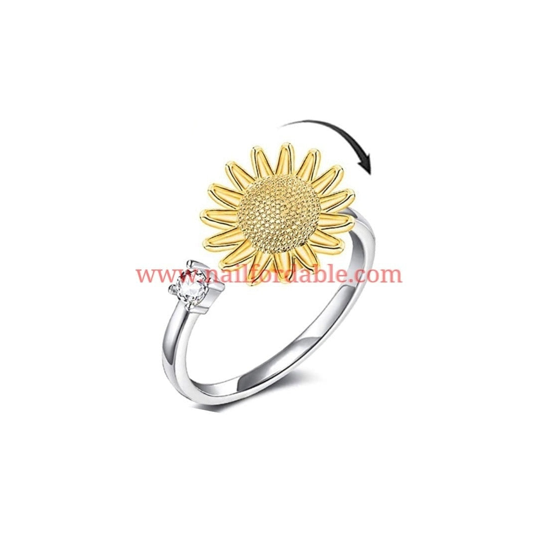 Sunflower - Spinner ring | Nail Wraps | Nail Stickers | Nail Strips | Gel Nails | Nail Polish Wraps - Nailfordable