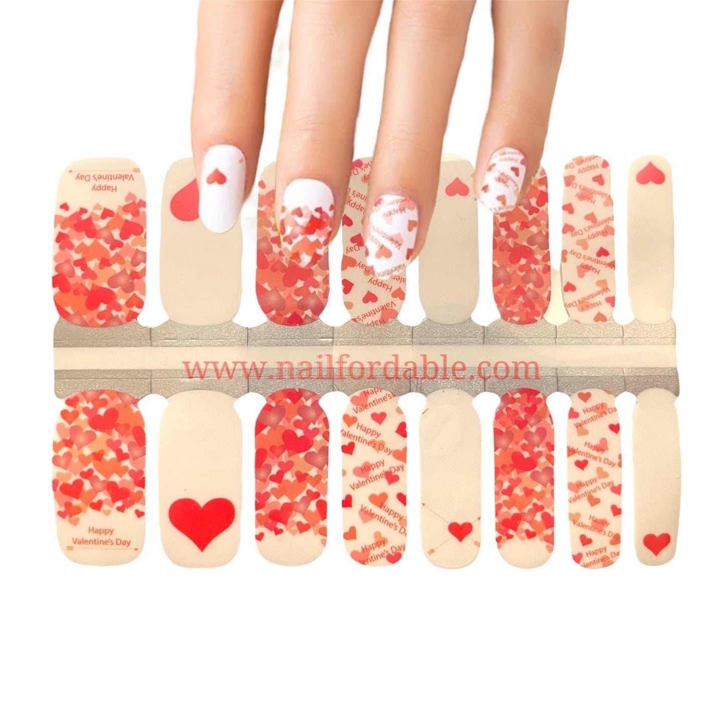 Happy Valentines Day | Nail Wraps | Nail Stickers | Nail Strips | Gel Nails | Nail Polish Wraps - Nailfordable