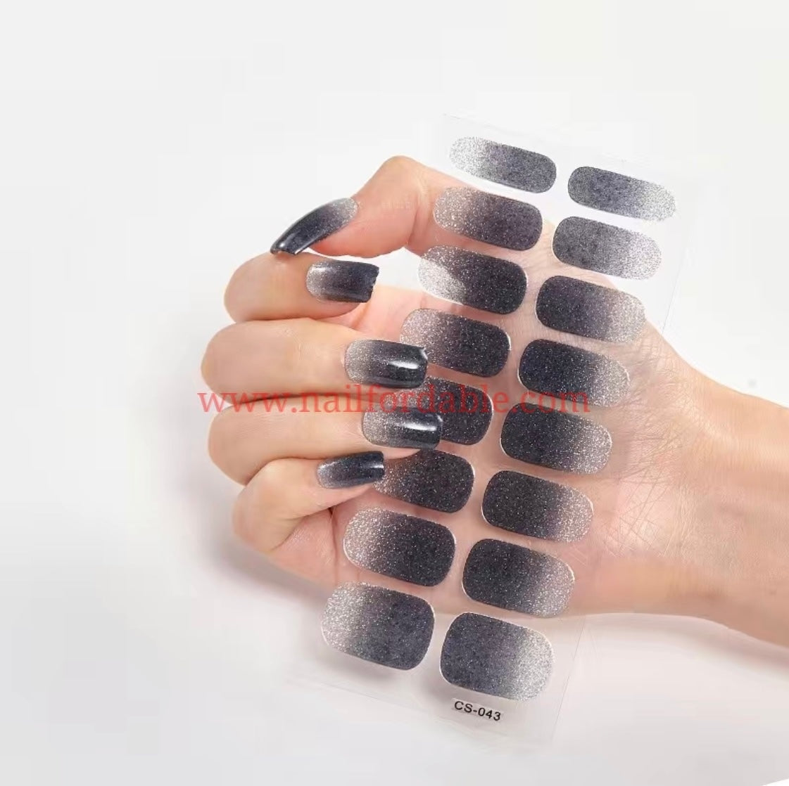 Silver and Black Gradient | Nail Wraps | Nail Stickers | Nail Strips | Gel Nails | Nail Polish Wraps - Nailfordable