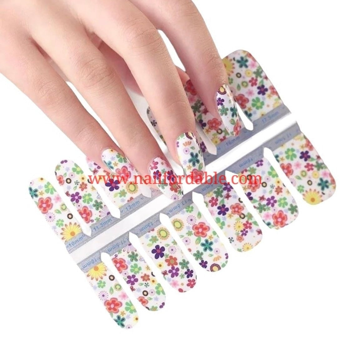 Colorful flowers | Nail Wraps | Nail Stickers | Nail Strips | Gel Nails | Nail Polish Wraps - Nailfordable