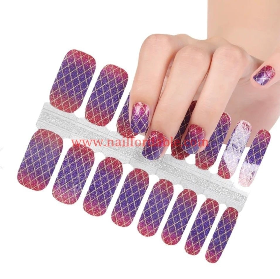 Purple fishnet gradient | Nail Wraps | Nail Stickers | Nail Strips | Gel Nails | Nail Polish Wraps - Nailfordable