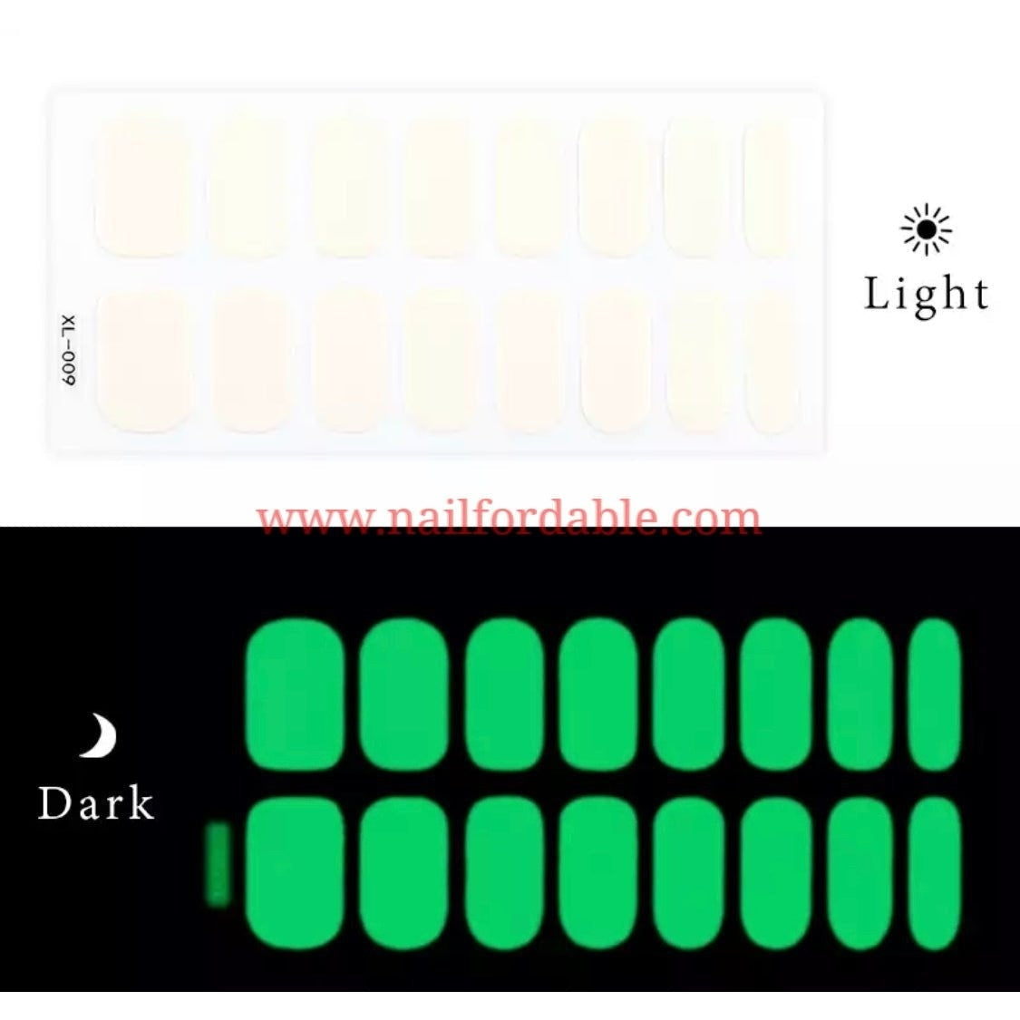 White Luminous | Nail Wraps | Nail Stickers | Nail Strips | Gel Nails | Nail Polish Wraps - Nailfordable