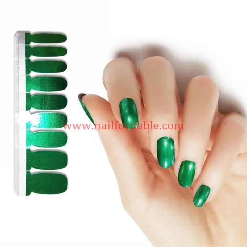 Green Chrome | Nail Wraps | Nail Stickers | Nail Strips | Gel Nails | Nail Polish Wraps - Nailfordable