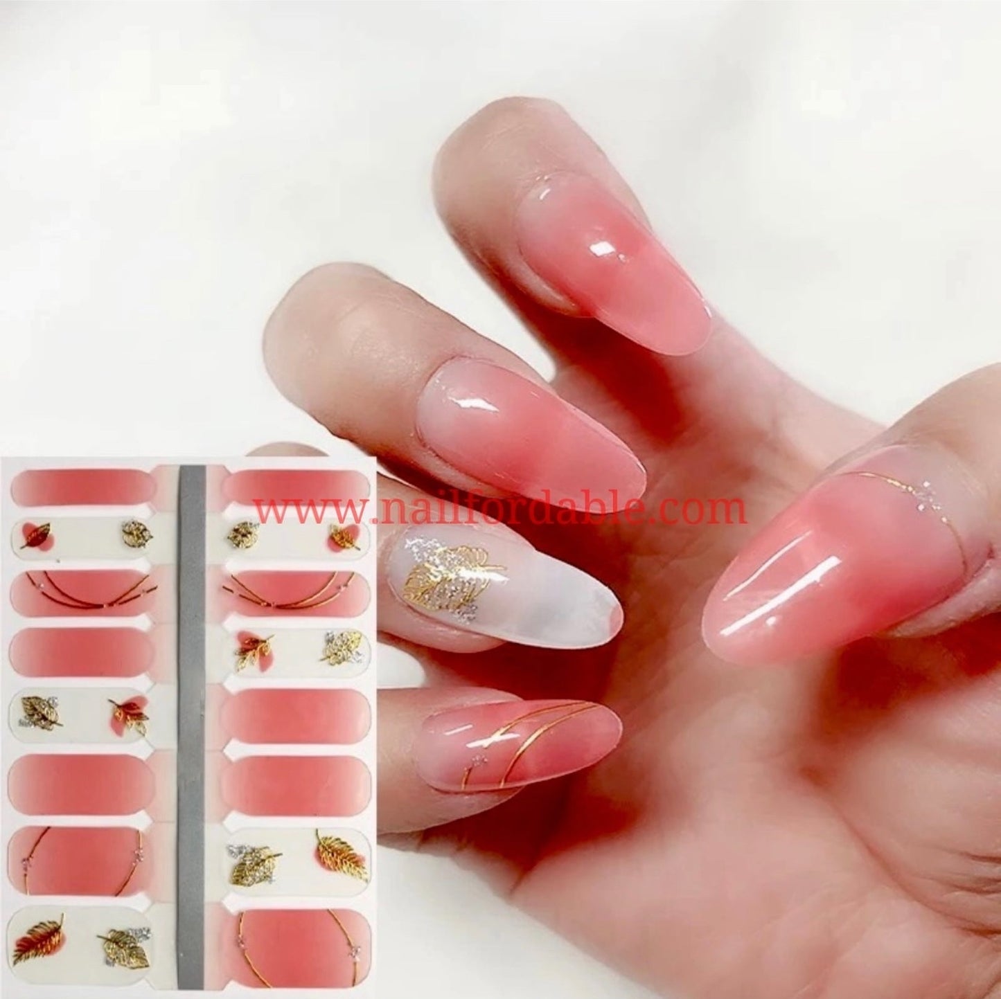 Gold leaves Crystal Wraps | Nail Wraps | Nail Stickers | Nail Strips | Gel Nails | Nail Polish Wraps - Nailfordable