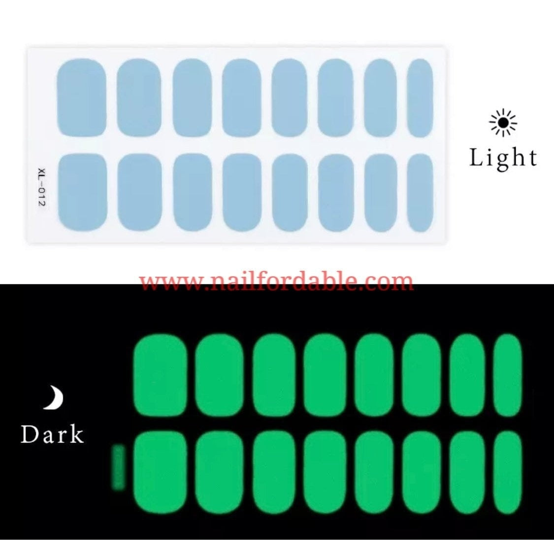 Light Blue Luminous | Nail Wraps | Nail Stickers | Nail Strips | Gel Nails | Nail Polish Wraps - Nailfordable