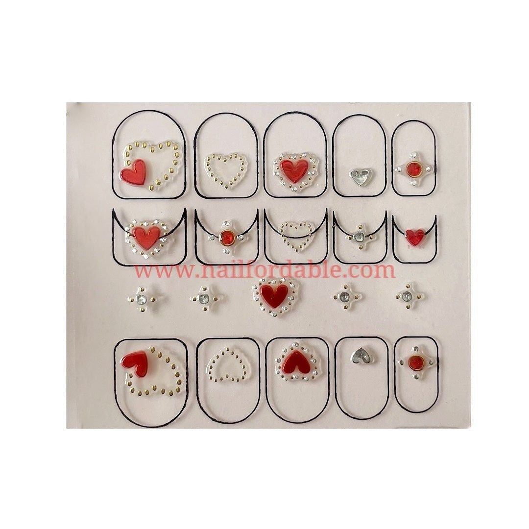 Love Rhinestones #4 | Nail Wraps | Nail Stickers | Nail Strips | Gel Nails | Nail Polish Wraps - Nailfordable