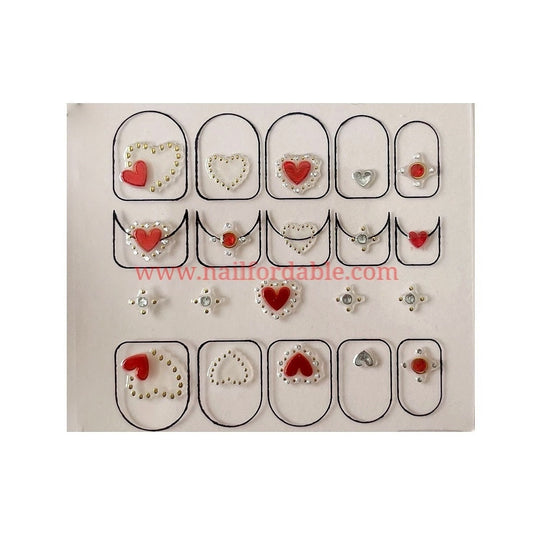 Love Rhinestones #4 | Nail Wraps | Nail Stickers | Nail Strips | Gel Nails | Nail Polish Wraps - Nailfordable