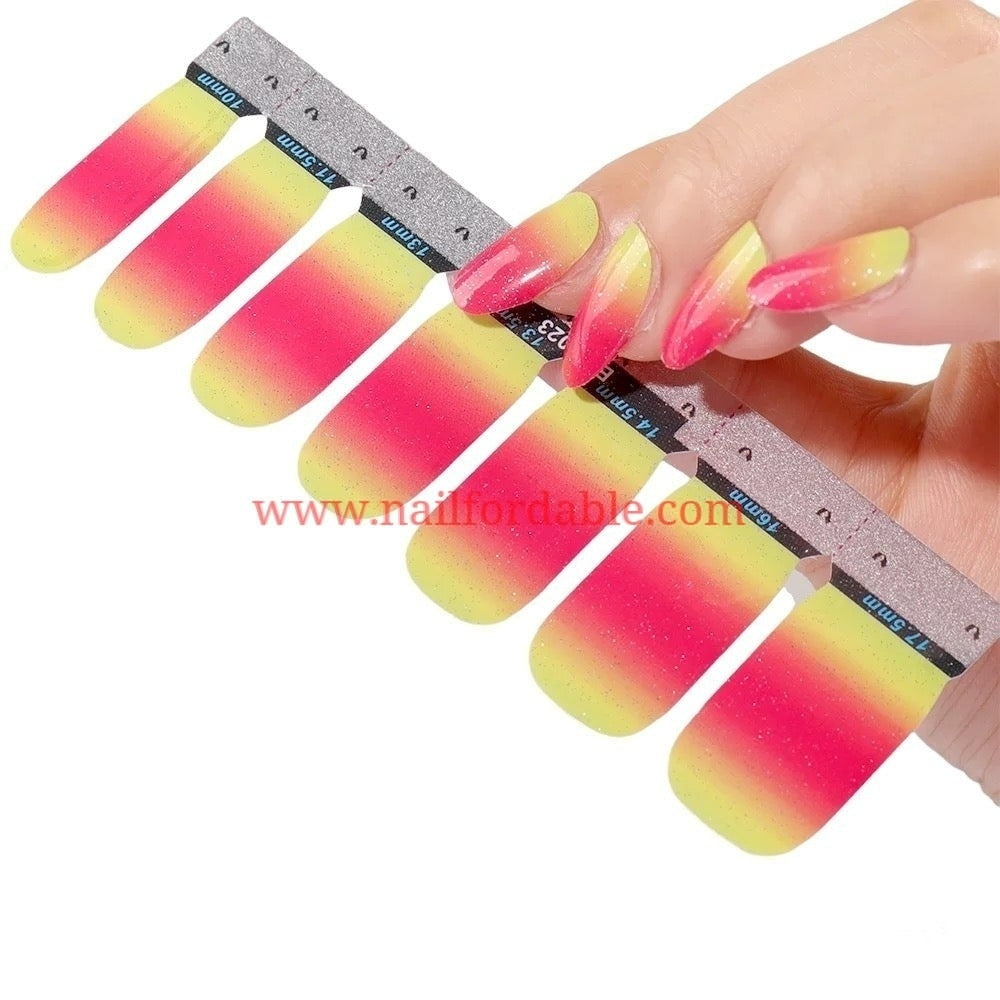 Yellow to Orange | Nail Wraps | Nail Stickers | Nail Strips | Gel Nails | Nail Polish Wraps - Nailfordable
