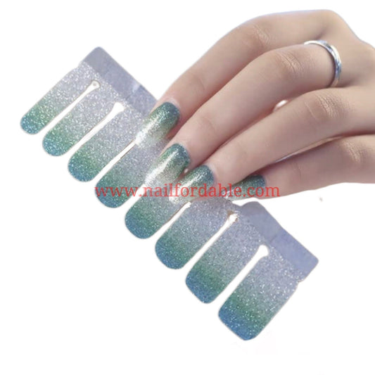 Gradient green Nail Wraps | Semi Cured Gel Wraps | Gel Nail Wraps |Nail Polish | Nail Stickers