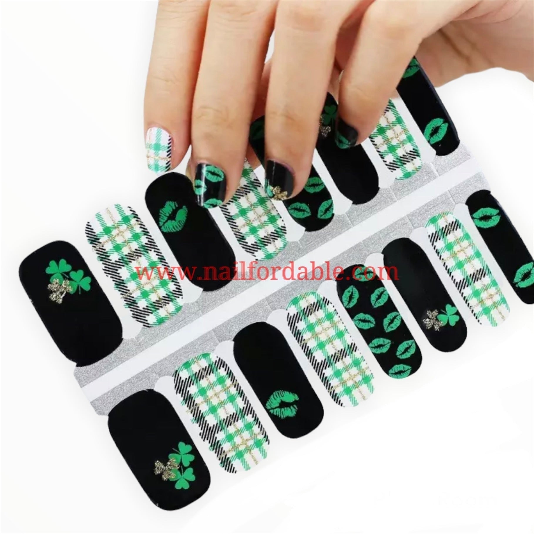 St. Patricks day plaid | Nail Wraps | Nail Stickers | Nail Strips | Gel Nails | Nail Polish Wraps - Nailfordable