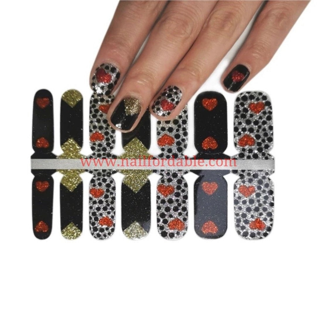 Red hearts | Nail Wraps | Nail Stickers | Nail Strips | Gel Nails | Nail Polish Wraps - Nailfordable