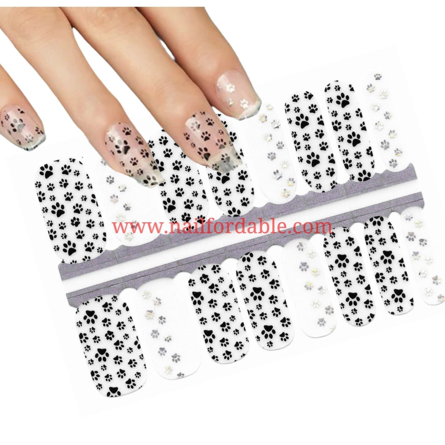 Paw prints transparent overlay | Nail Wraps | Nail Stickers | Nail Strips | Gel Nails | Nail Polish Wraps - Nailfordable