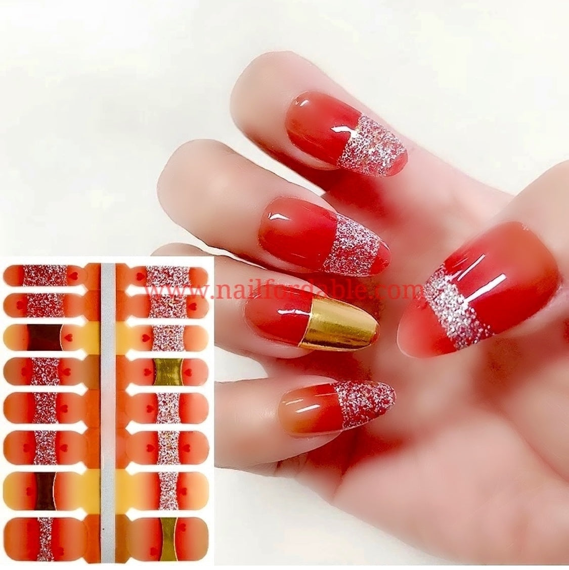 Glitter scarf Crystal Wraps | Nail Wraps | Nail Stickers | Nail Strips | Gel Nails | Nail Polish Wraps - Nailfordable