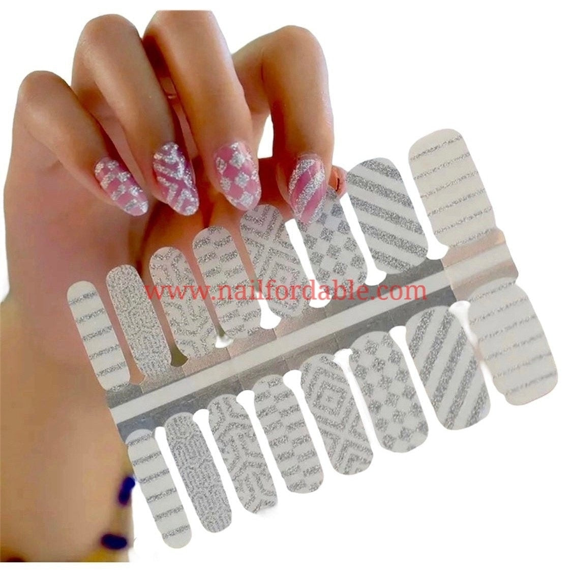 Silver Patterns Transparent Overlay | Nail Wraps | Nail Stickers | Nail Strips | Gel Nails | Nail Polish Wraps - Nailfordable