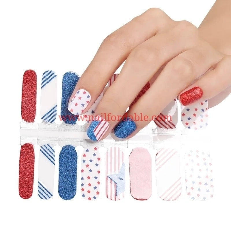 US Celebration Nail Wraps | Semi Cured Gel Wraps | Gel Nail Wraps |Nail Polish | Nail Stickers