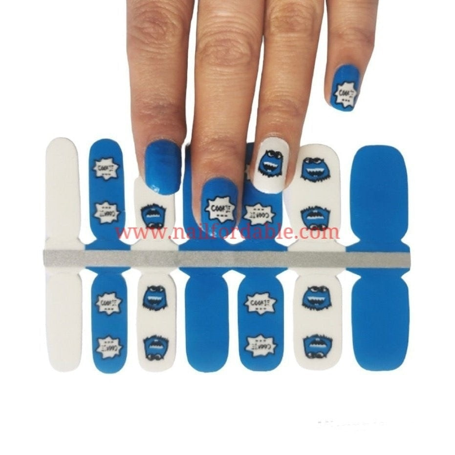 Cookie Monster | Nail Wraps | Nail Stickers | Nail Strips | Gel Nails | Nail Polish Wraps - Nailfordable