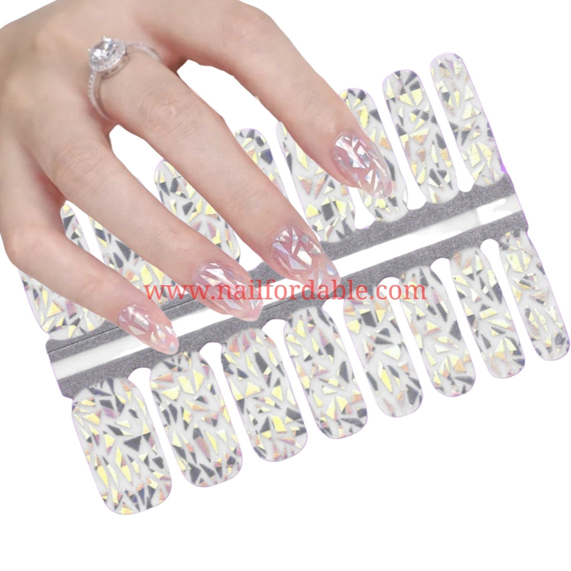 Shattered mirror Overlay | Nail Wraps | Nail Stickers | Nail Strips | Gel Nails | Nail Polish Wraps - Nailfordable