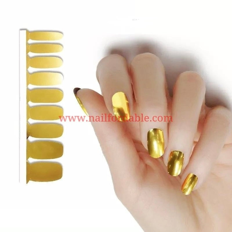 Gold Chrome | Nail Wraps | Nail Stickers | Nail Strips | Gel Nails | Nail Polish Wraps - Nailfordable