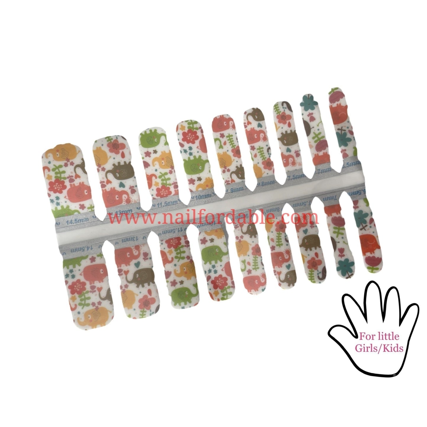 Little Elephants | Nail Wraps | Nail Stickers | Nail Strips | Gel Nails | Nail Polish Wraps - Nailfordable