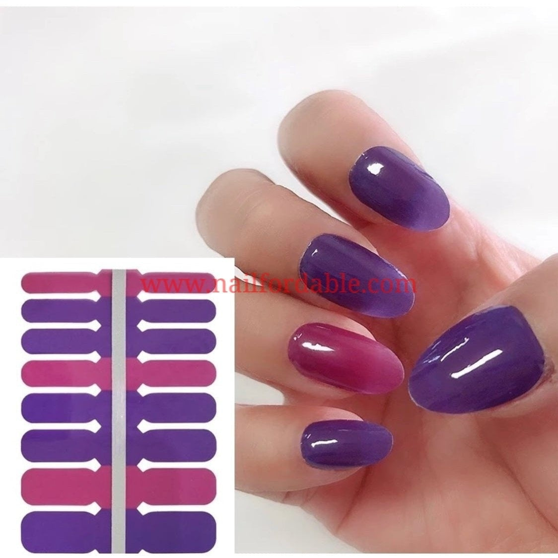 Purple and pink Crystal Wraps | Nail Wraps | Nail Stickers | Nail Strips | Gel Nails | Nail Polish Wraps - Nailfordable