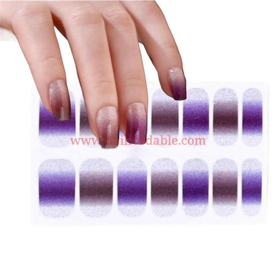 Brown and purple gradient | Nail Wraps | Nail Stickers | Nail Strips | Gel Nails | Nail Polish Wraps - Nailfordable