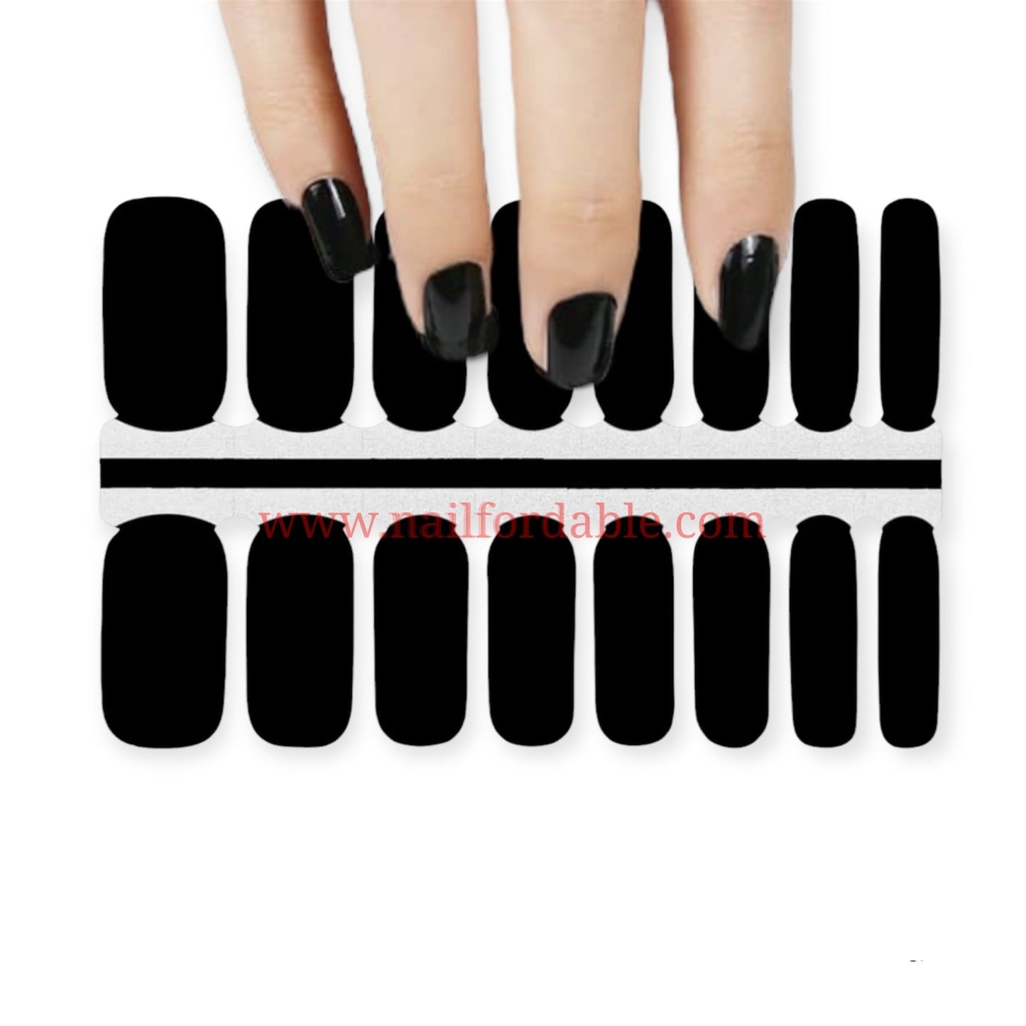 Black solid | Nail Wraps | Nail Stickers | Nail Strips | Gel Nails | Nail Polish Wraps - Nailfordable
