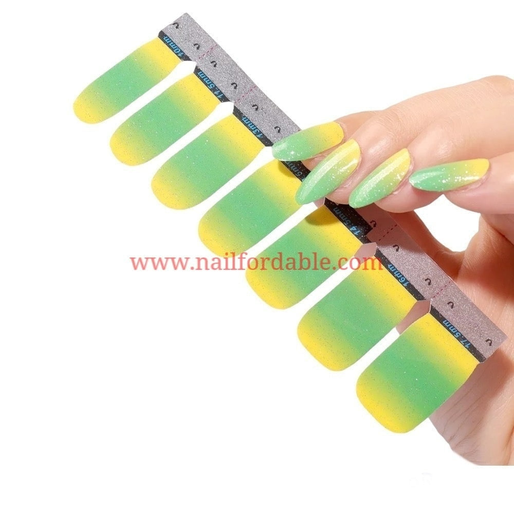 Green & Yellow | Nail Wraps | Nail Stickers | Nail Strips | Gel Nails | Nail Polish Wraps - Nailfordable