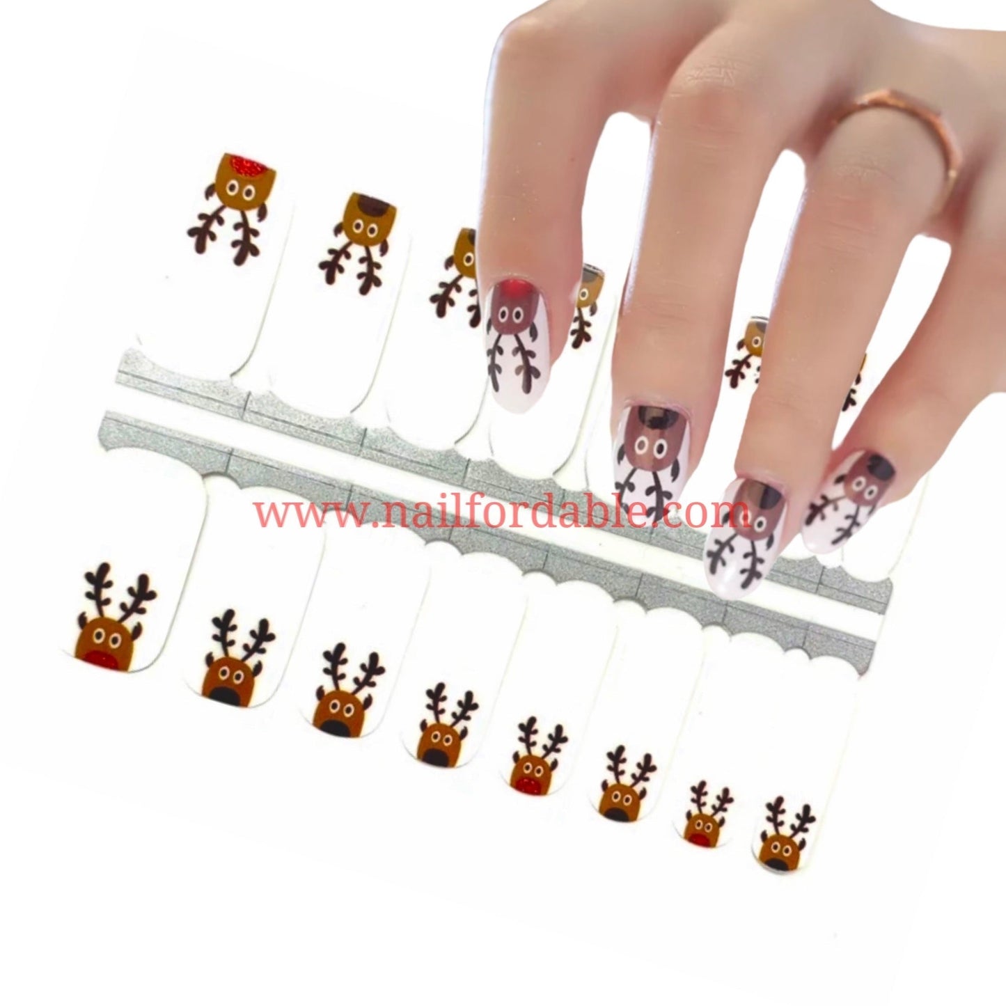 Rudolph | Nail Wraps | Nail Stickers | Nail Strips | Gel Nails | Nail Polish Wraps - Nailfordable