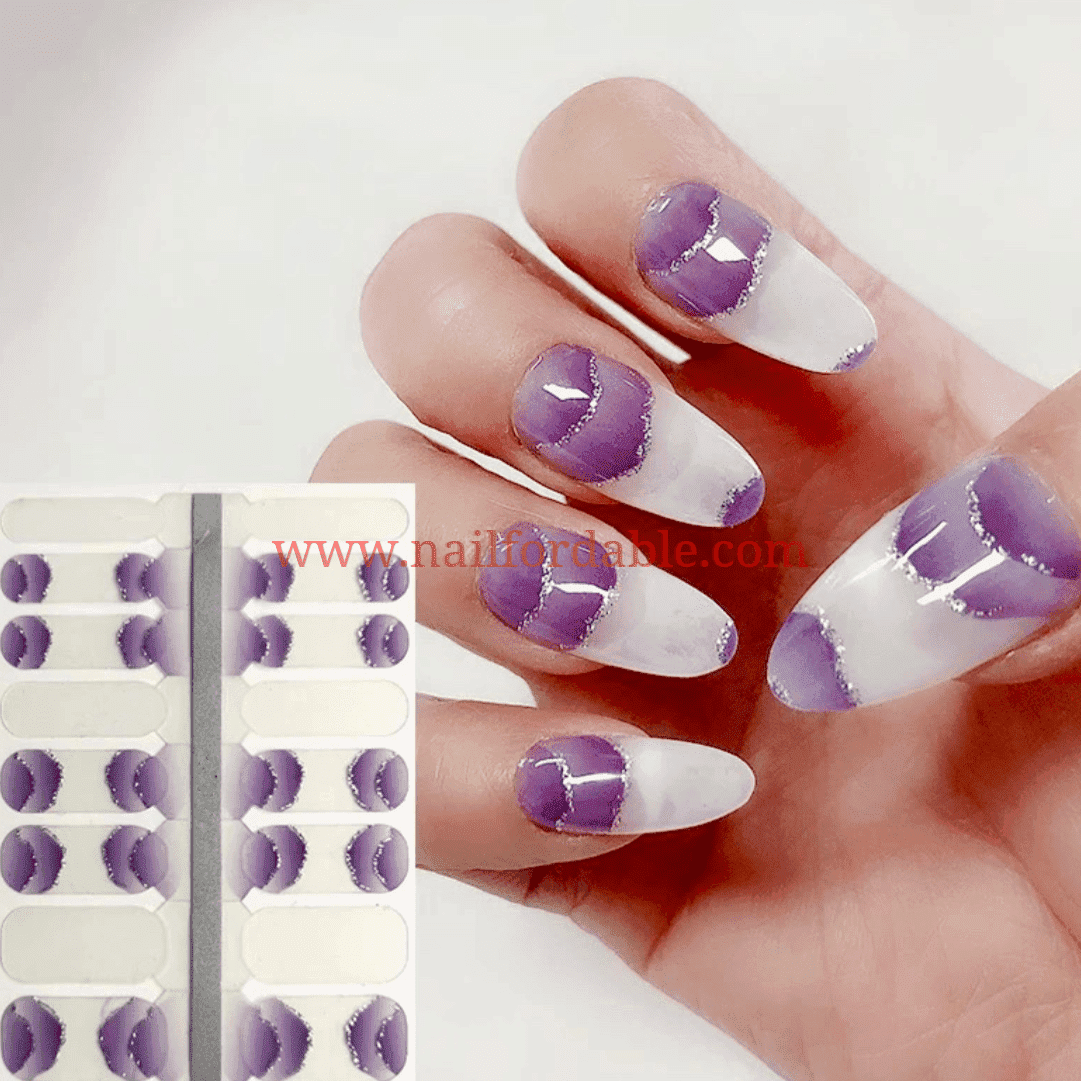 Purple shell Crystal Wraps | Nail Wraps | Nail Stickers | Nail Strips | Gel Nails | Nail Polish Wraps - Nailfordable