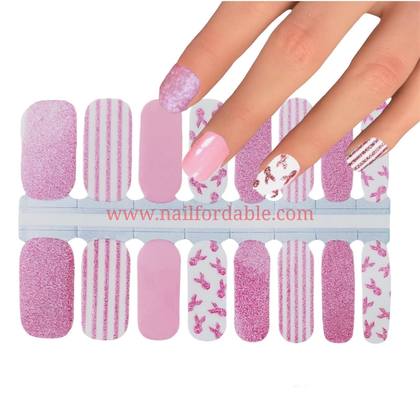 Nail Wrap - White Ribbon