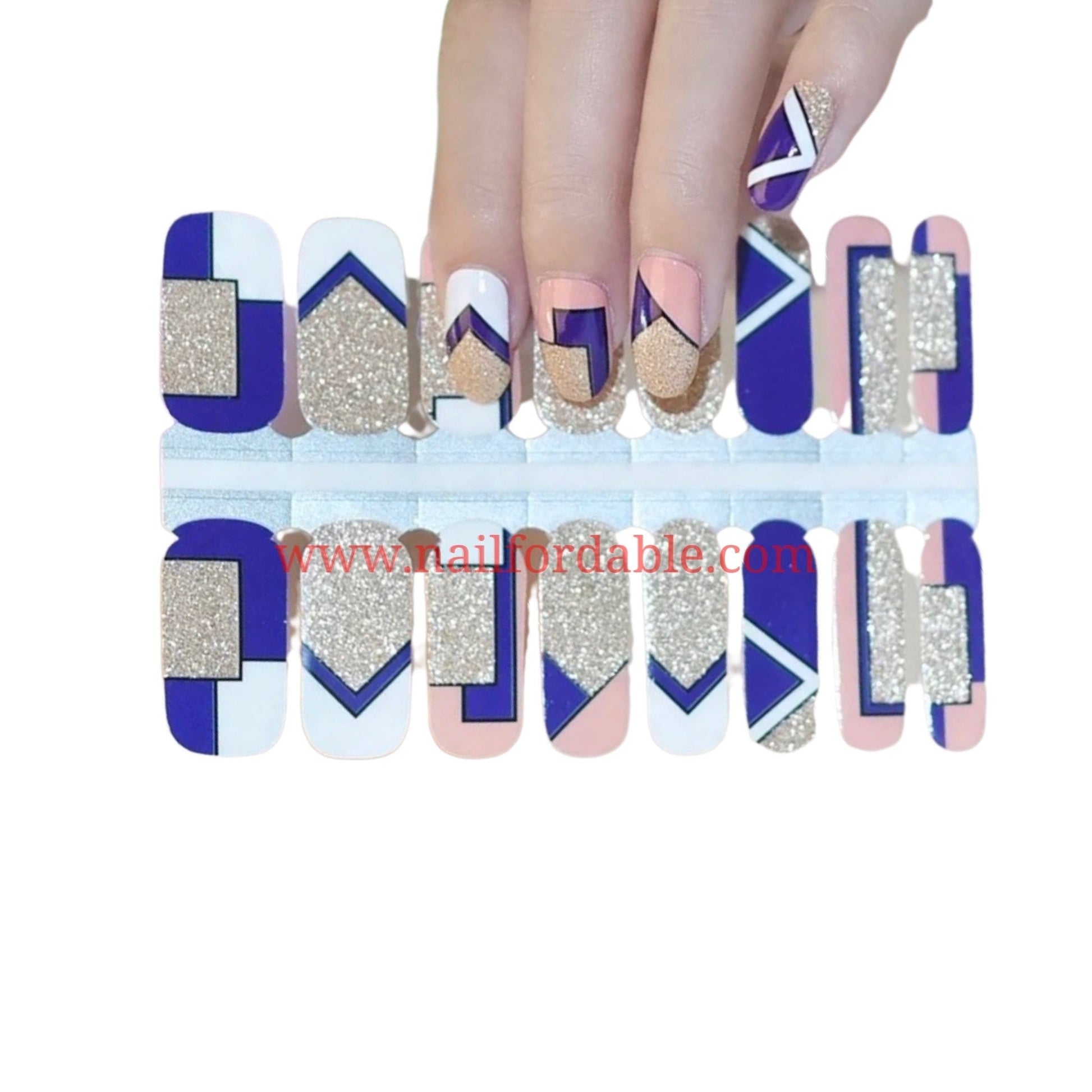 Geometric puzzle | Nail Wraps | Nail Stickers | Nail Strips | Gel Nails | Nail Polish Wraps - Nailfordable