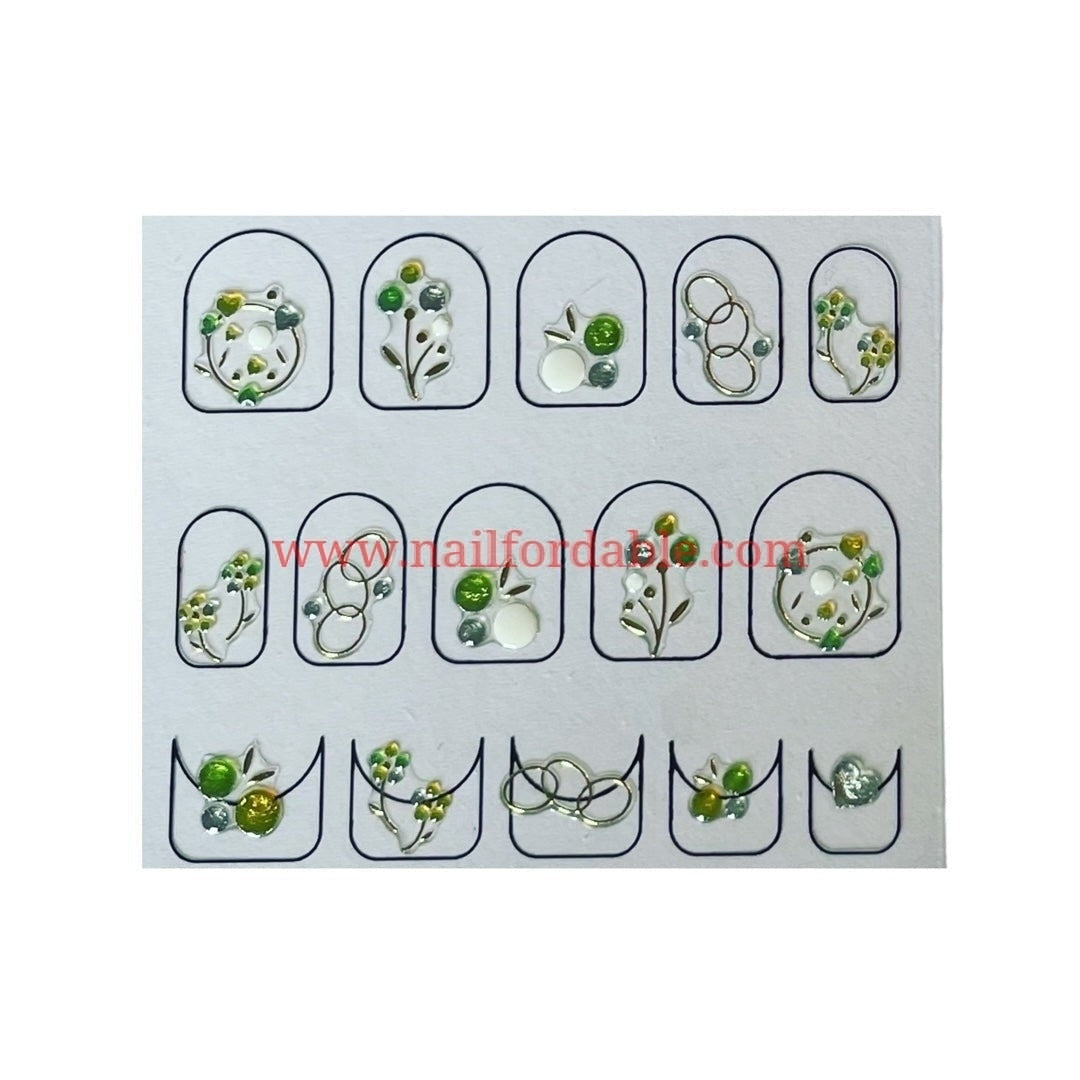 Green and gold | Nail Wraps | Nail Stickers | Nail Strips | Gel Nails | Nail Polish Wraps - Nailfordable