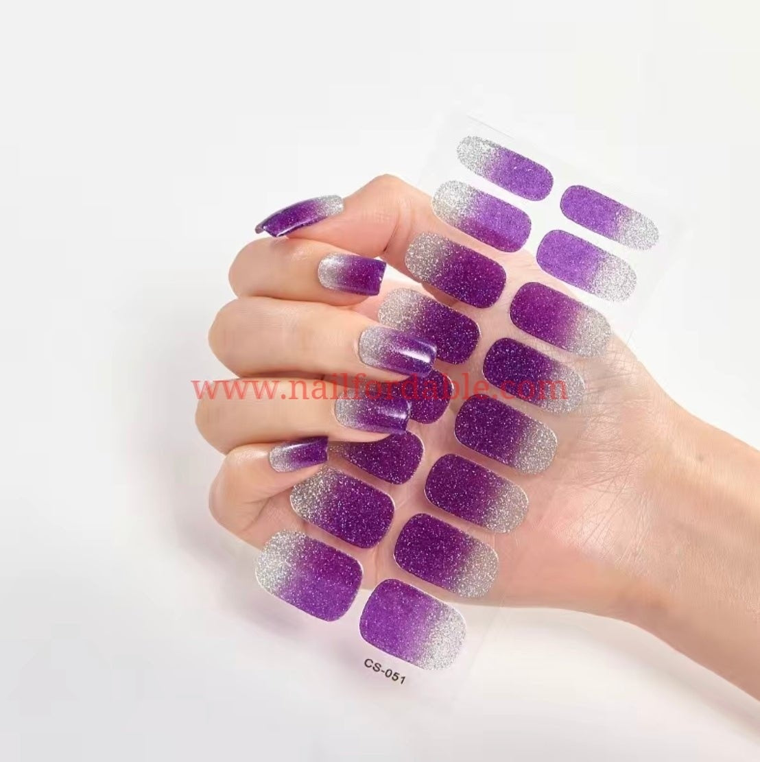 Purple and silver gradient | Nail Wraps | Nail Stickers | Nail Strips | Gel Nails | Nail Polish Wraps - Nailfordable