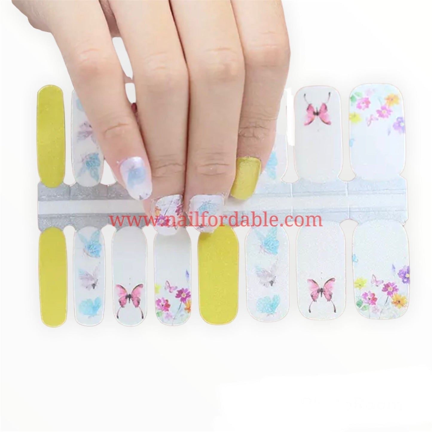 Butterflies garden | Nail Wraps | Nail Stickers | Nail Strips | Gel Nails | Nail Polish Wraps - Nailfordable