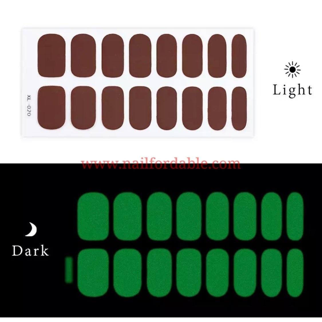 Brown Luminous | Nail Wraps | Nail Stickers | Nail Strips | Gel Nails | Nail Polish Wraps - Nailfordable