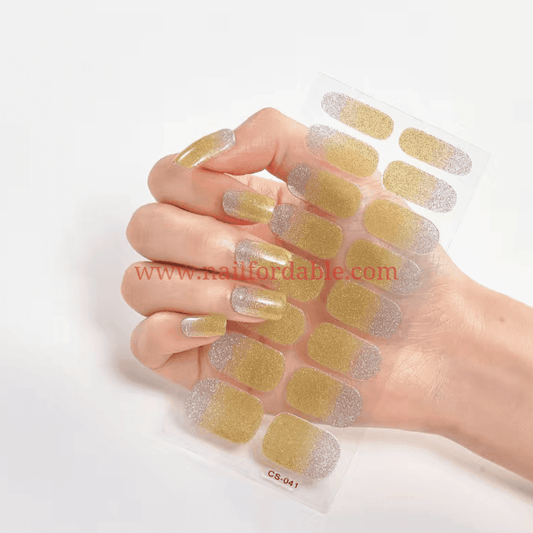 Gold-Silver gradient Nail Wraps | Semi Cured Gel Wraps | Gel Nail Wraps |Nail Polish | Nail Stickers