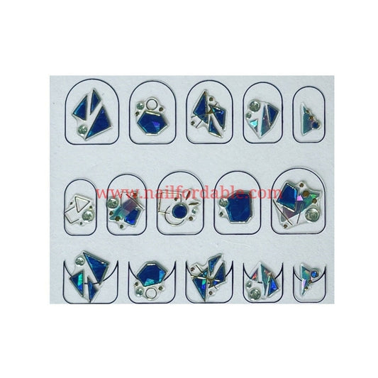Blue triangles | Nail Wraps | Nail Stickers | Nail Strips | Gel Nails | Nail Polish Wraps - Nailfordable