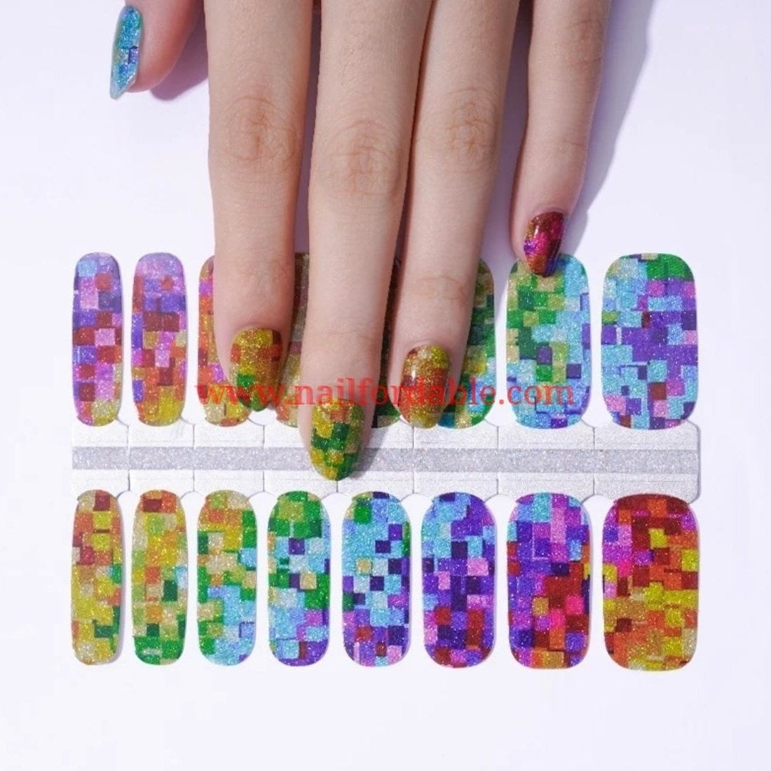 3D squares | Nail Wraps | Nail Stickers | Nail Strips | Gel Nails | Nail Polish Wraps - Nailfordable