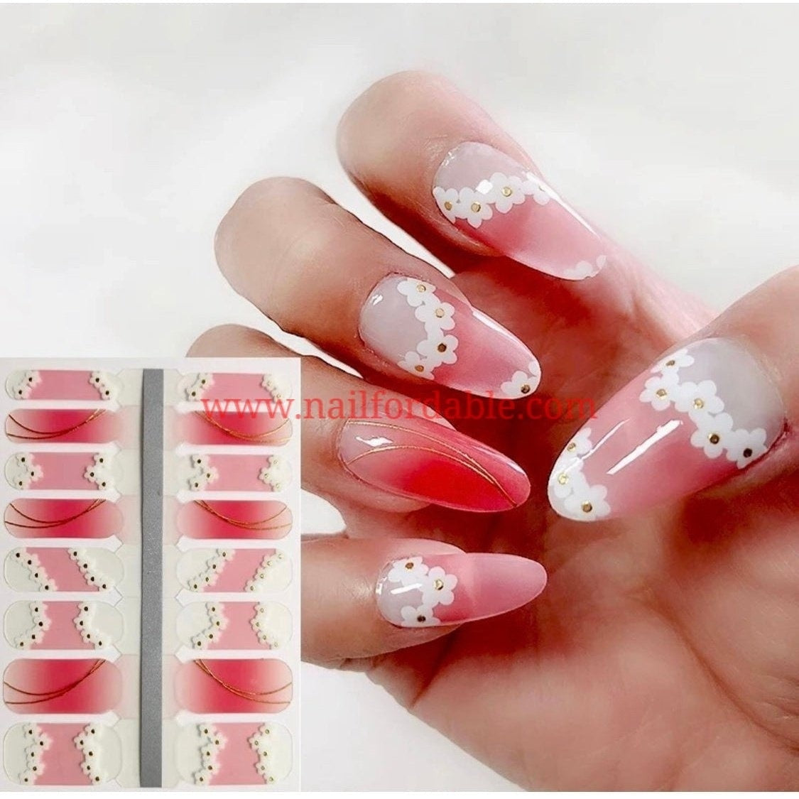 Flowers chain Crystal Wraps | Nail Wraps | Nail Stickers | Nail Strips | Gel Nails | Nail Polish Wraps - Nailfordable