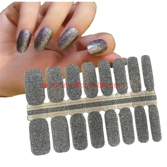Dark Gray Glitter Nail Wraps | Semi Cured Gel Wraps | Gel Nail Wraps |Nail Polish | Nail Stickers