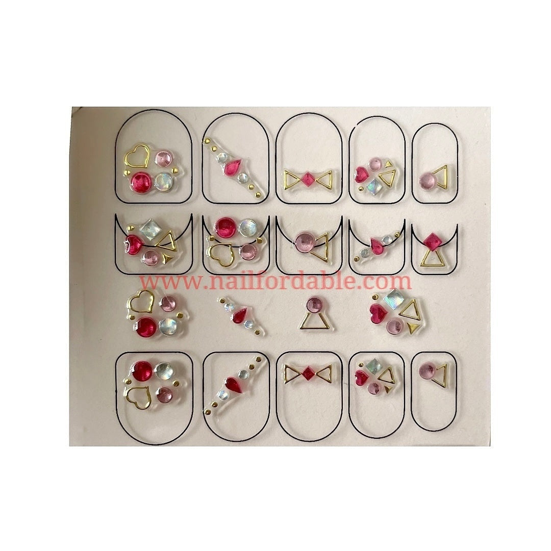 Love Rhinestones #2 | Nail Wraps | Nail Stickers | Nail Strips | Gel Nails | Nail Polish Wraps - Nailfordable